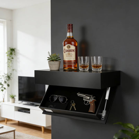 Étagère Murale Flottante avec Compartiment Secret Caché – Coffre de Rangement Dissimulé pour Salon, Bureau, Chambre et Cuisine