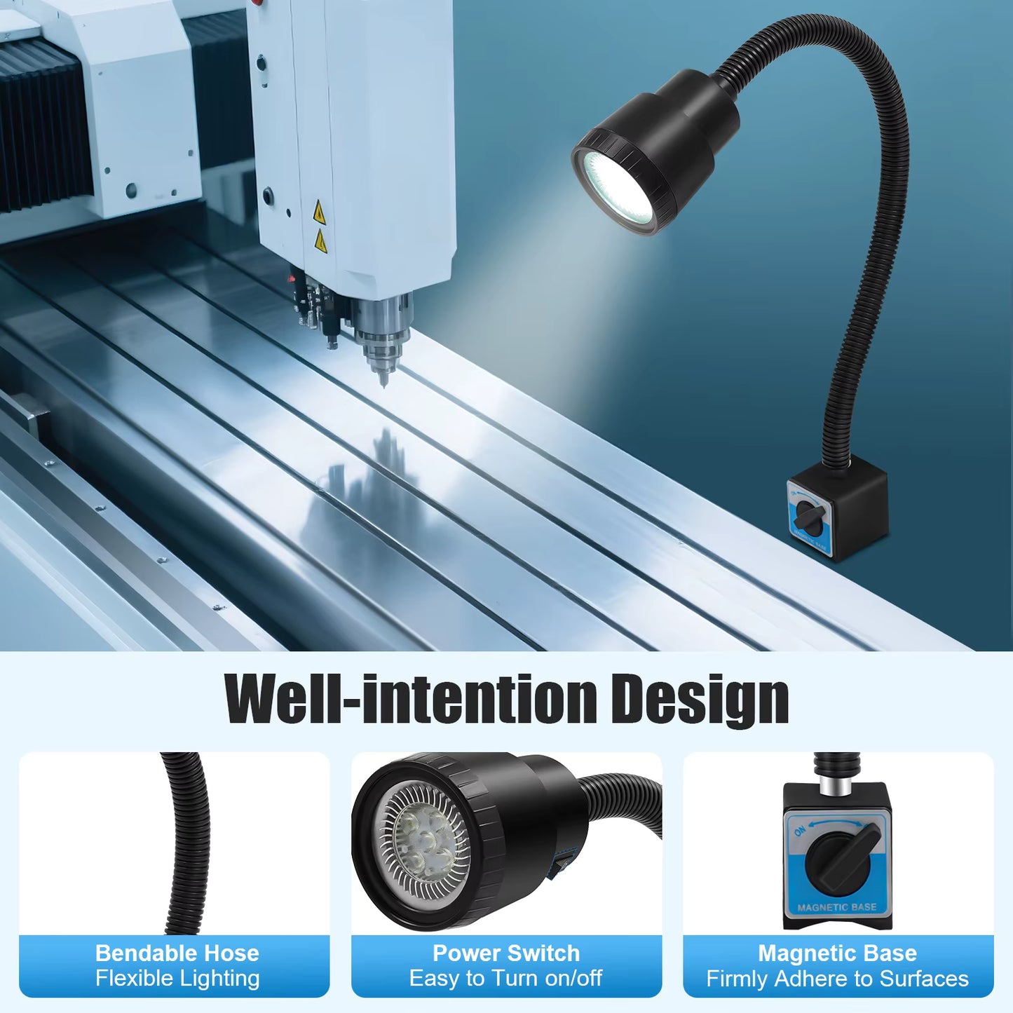 Lampe CNC LED 5W magnétique à bras flexible