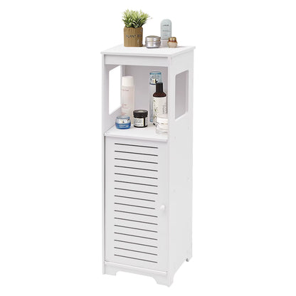 Armario de Baño de 4 Niveles de PVC – Estante de Almacenamiento Impermeable con Puerta Ventilada