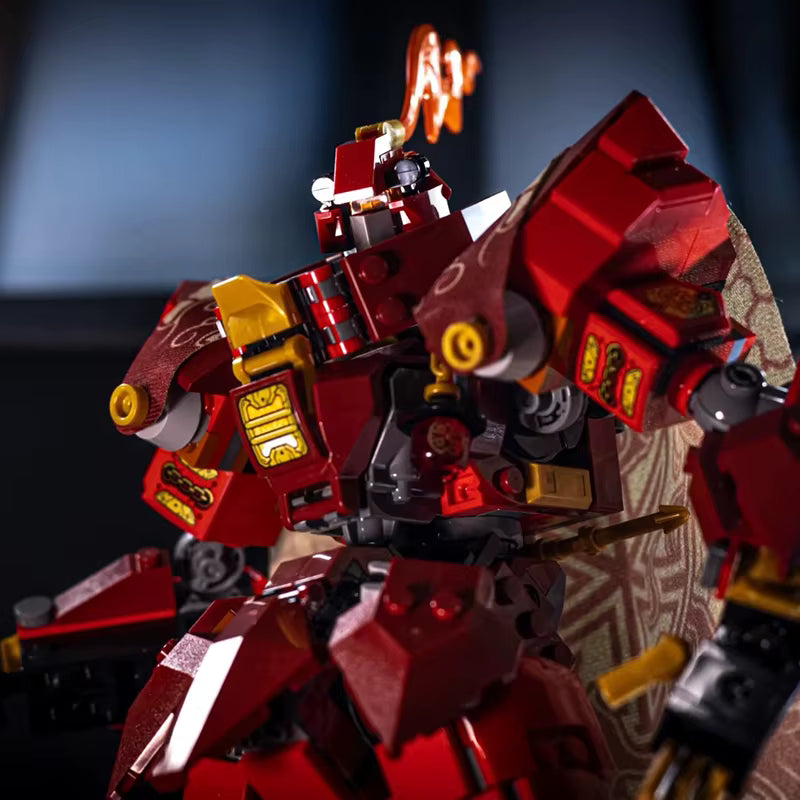 Figurine Mecha à construire 996 pièces – Robot chevalier Flame Knight blocs de construction – Modèle décoratif