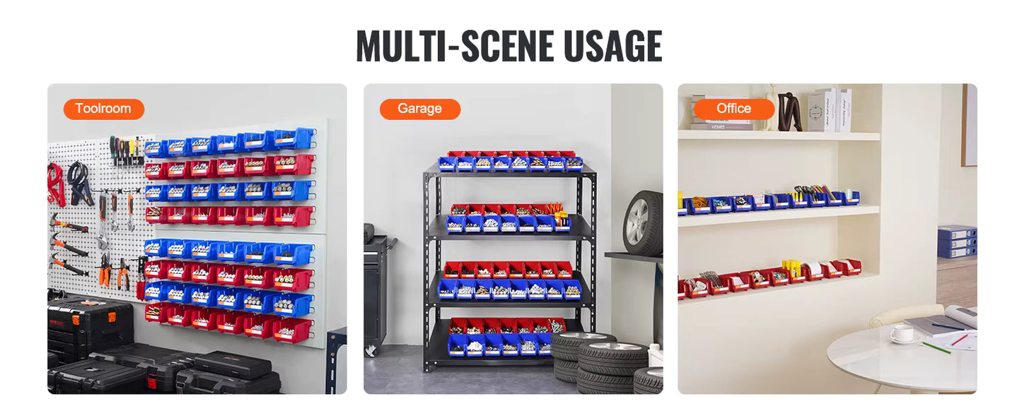 Lot de 24 Bacs de Rangement Empilables 5x4x3 Pouces – Étagère Garage Autoportante – Conteneurs Suspendus