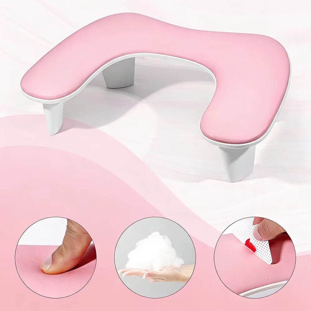 Repose-Main Manucure Professionnel Réglable en Hauteur – Coussin Ergonomique en U – Support Nail Art & Pose de Gel – Salon de Beauté