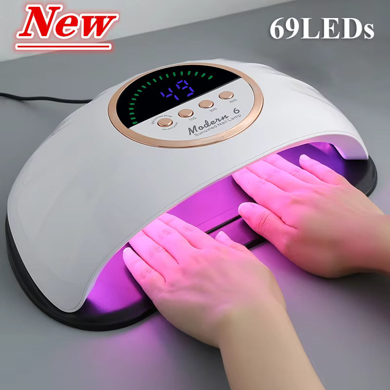 Lampe UV LED 69 LEDs pour Ongles – Sèche Vernis Gel Professionnel avec Capteur Infrarouge et Écran LCD – Lampe Nail Art EU
