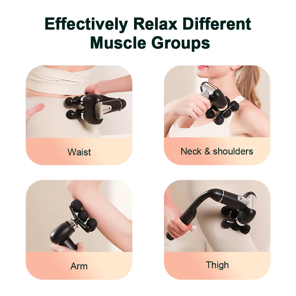 Pistolet de Massage Électrique 6 Têtes – Masseur Musculaire Haute Fréquence, Relaxation Corps, Dos, Nuque, Sport & Récupération
