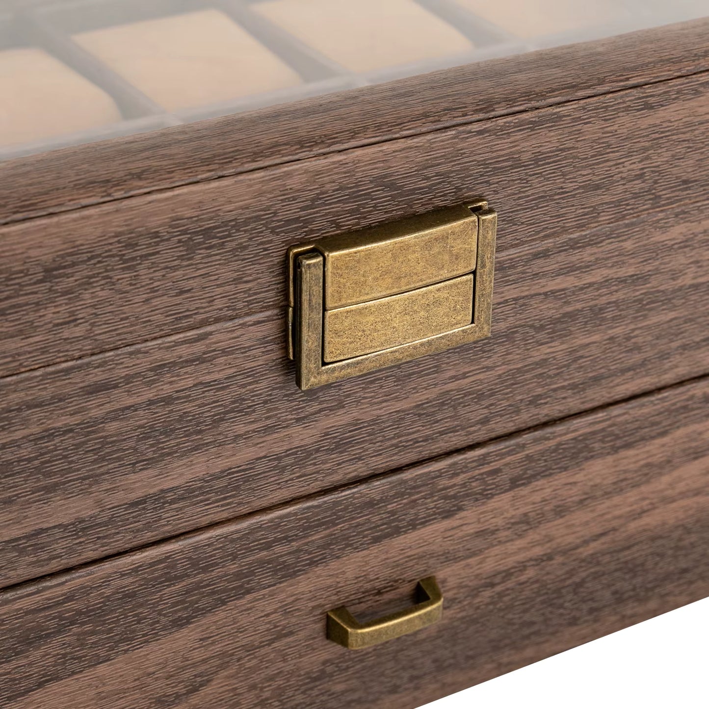 Boîte à Montres 24 Compartiments avec Vitrine – Coffret de Rangement Bijoux 2 Niveaux, Organisateur Montres en Bois avec Fenêtre Verre, Design Élégant