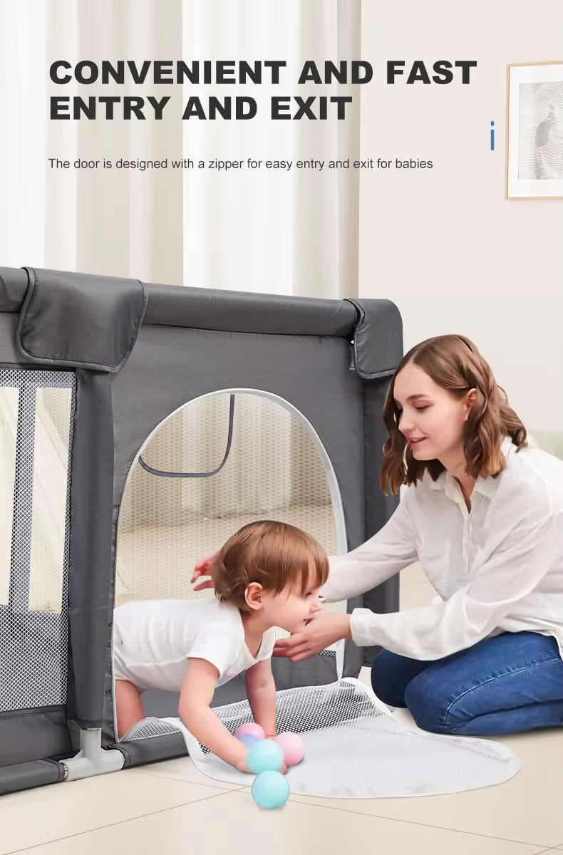 Parc Bébé en Maille Transparente – Barrière de Sécurité Réglable avec Protection Éponge 6 à 36 Mois