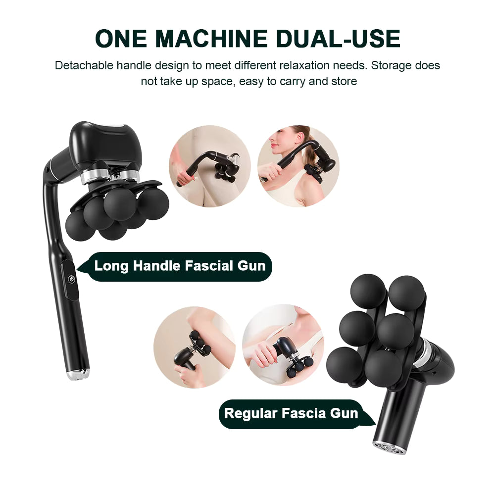 Pistolet de Massage Électrique 6 Têtes – Masseur Musculaire Haute Fréquence, Relaxation Corps, Dos, Nuque, Sport & Récupération