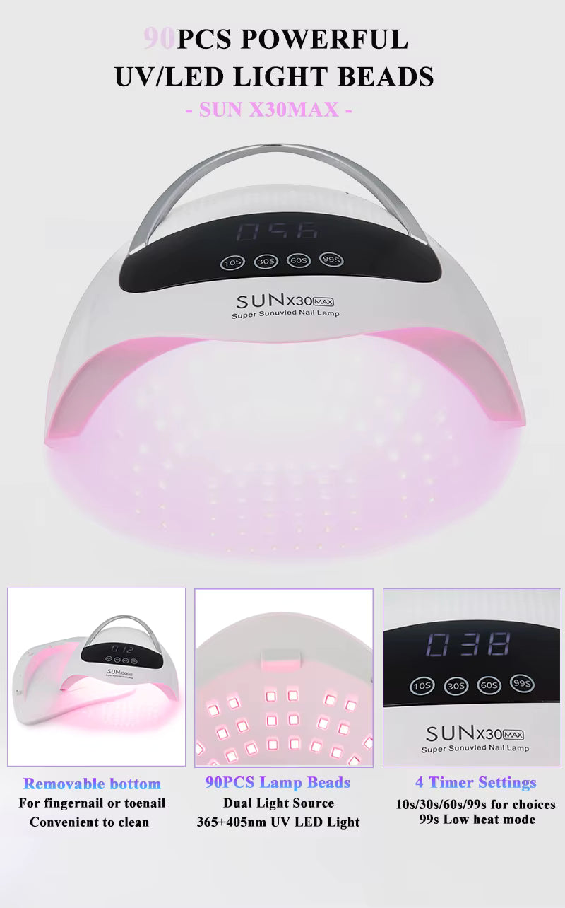 Lampe UV LED SUN X29MAX 90 LEDs pour Ongles – Sèche Vernis Gel Professionnel avec Écran LCD – Lampe Manucure Nail Art EU Plug