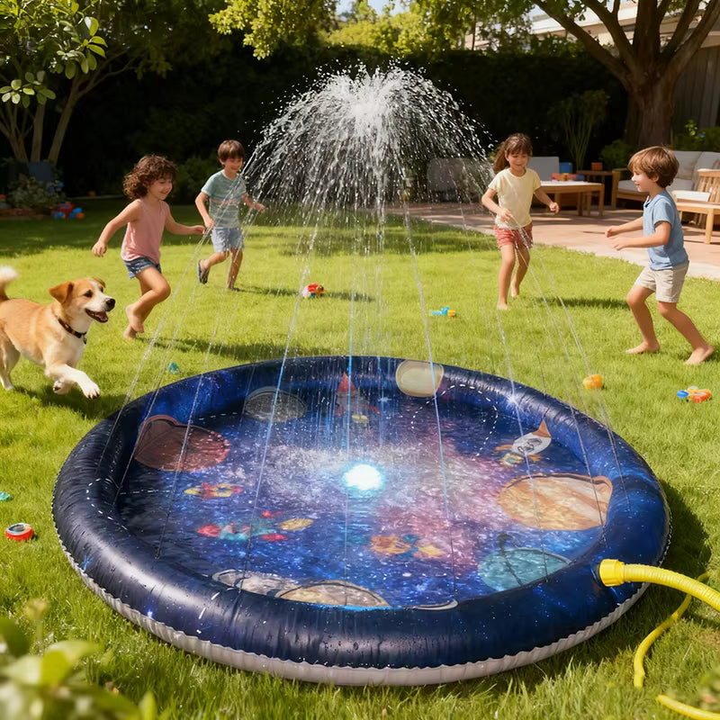 Tapis d'Arrosage Aquatique 3-en-1 pour Enfants – Splash Pad 60 Pouces – Aire de Jeux d'Eau Extérieure