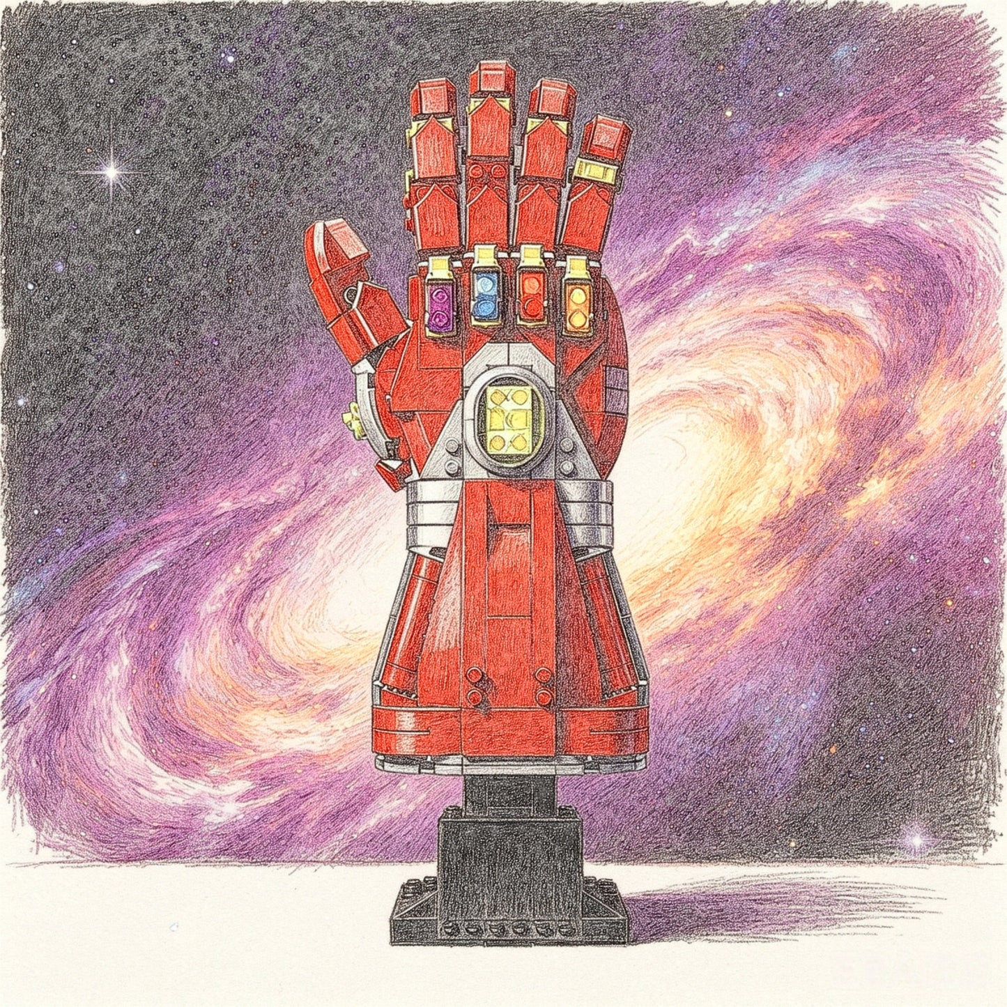 Blocs de Construction – Nano Gant Iron Man | 6 Gemmes de l’Infini | Sculpture Décorative | Set Collector Marvel