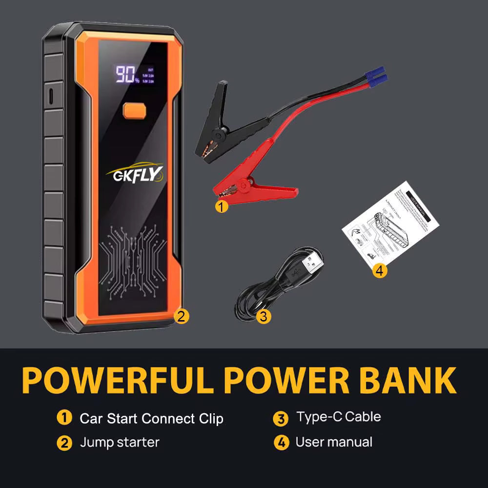Démarreur de Batterie Portable 4000A avec Compresseur d’Air 150 PSI – Booster Voiture 4 en 1 Rechargeable USB – Gonfleur Pneus Automobile Moto