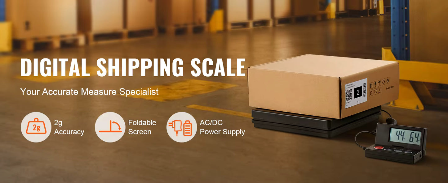 Balance Postale Numérique 110 lb – Balance d’Expédition LCD Pliable AC/DC