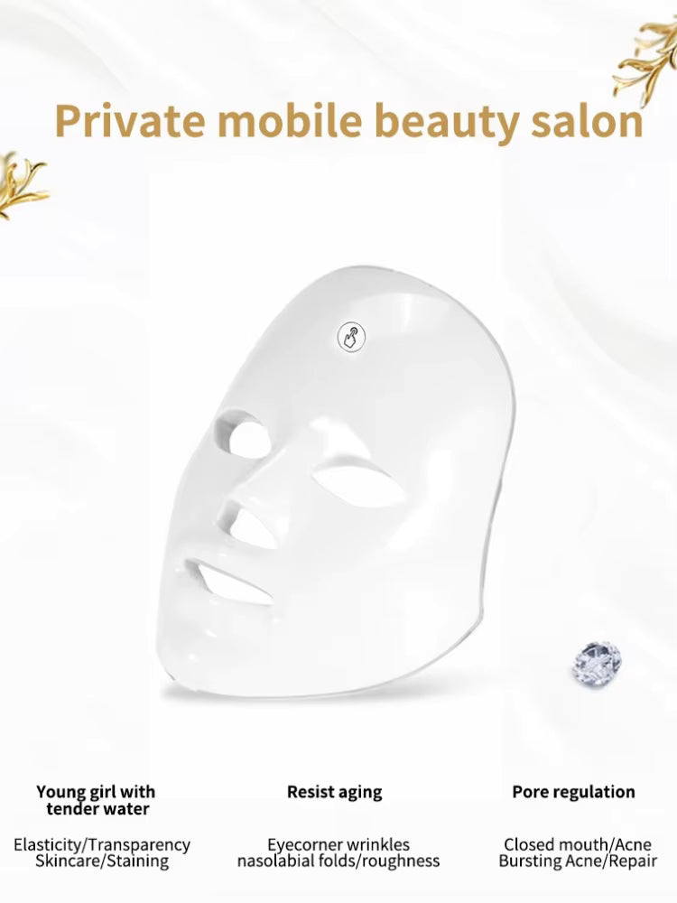 Masque LED de Beauté pour le Visage – Appareil de Soin Lumineux Anti-Imperfections et Relaxation Peau – Lumières Colorées Thérapie Visage