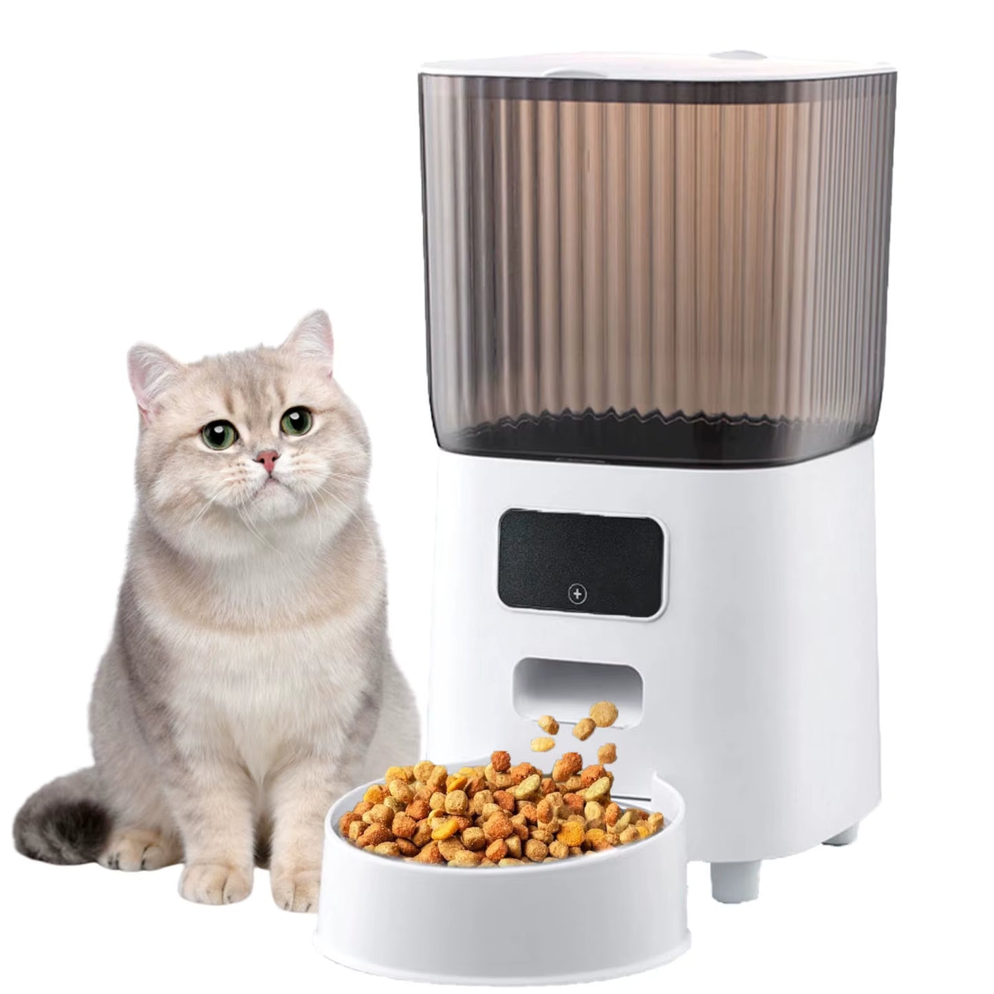 Mangeoire Automatique Connectée pour Chat et Chien 5L – Distributeur de Nourriture Intelligent WiFi avec Caméra – Acier Inoxydable