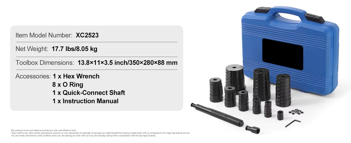 Kit Extracteur & Installateur de Roulements 52 Pièces – Outil Transmission & Essieu – Plage 18-65 mm