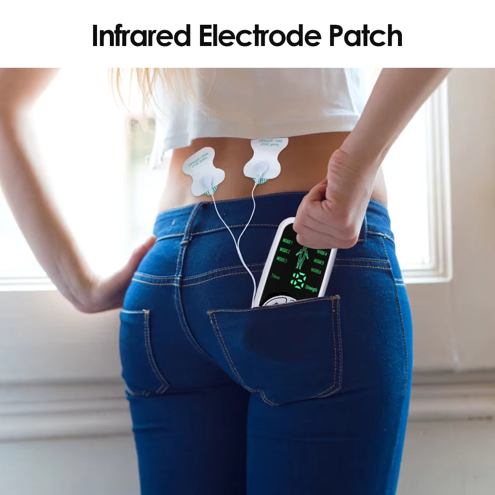 Masseur électrique TENS à 6 modes avec patchs pour relaxation musculaire