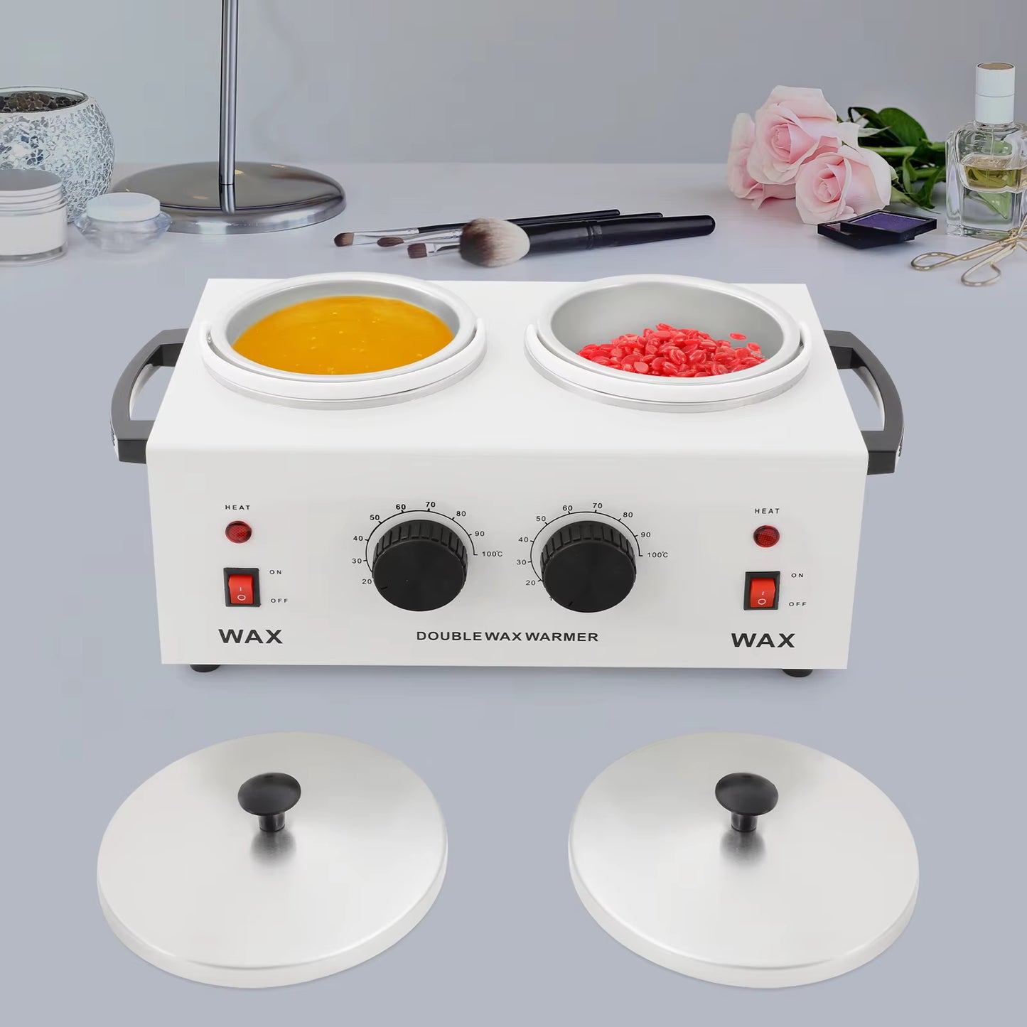 Chauffe-Cire Électrique Double Pot 400 ml – Appareil de Fonte de Cire Réglable 0-100°C