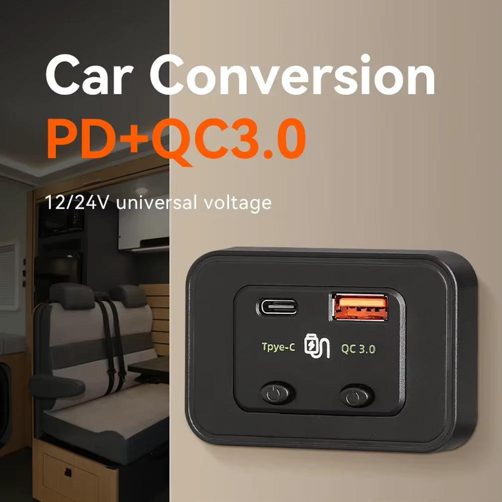 Chargeur Voiture Rapide 48W – Adaptateur Double USB Type-C PD QC 3.0 pour Allume-Cigare 12V / 24V
