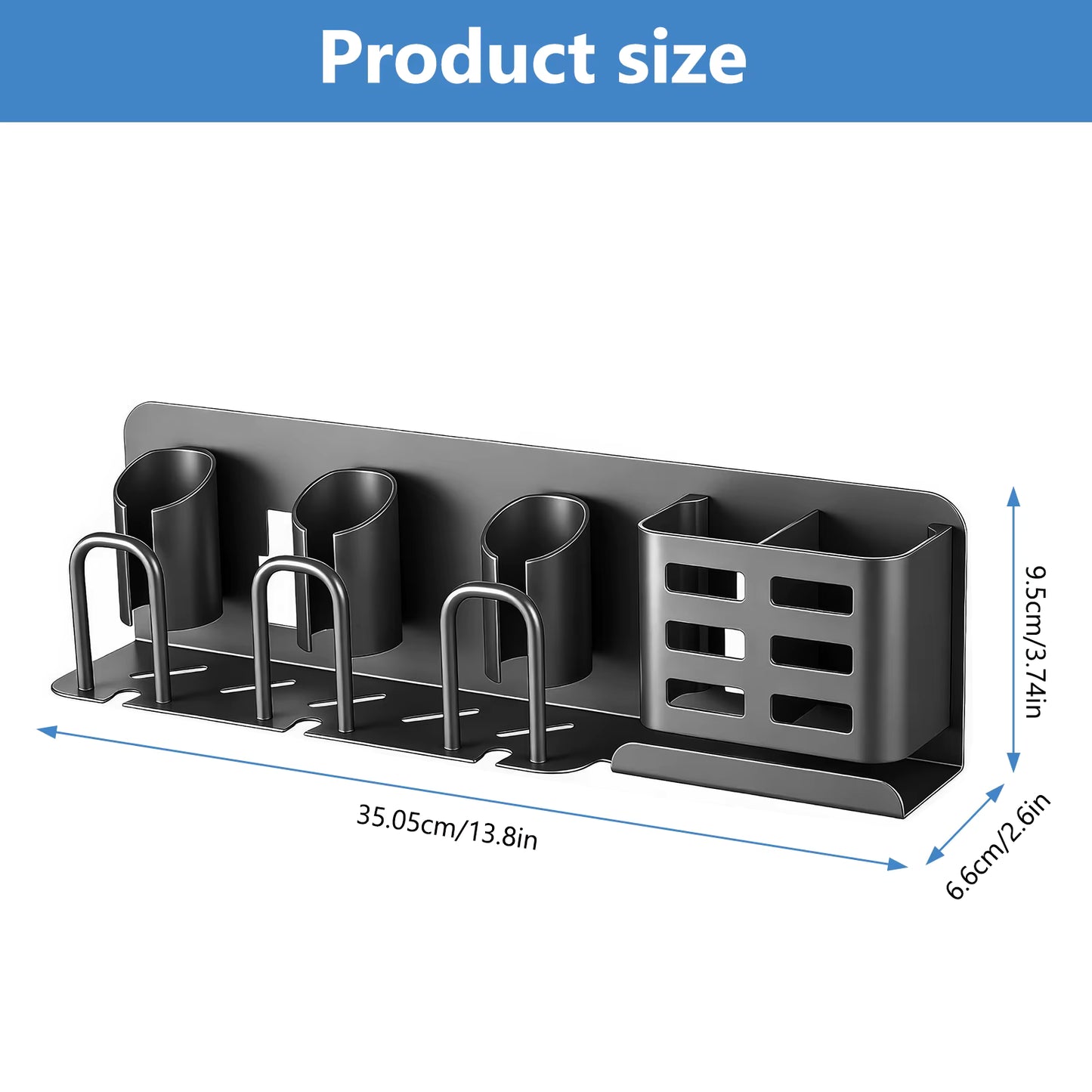 Support Mural pour Brosses à Dents Électriques et Accessoires | Organisateur Salle de Bain Auto-Adhésif Sans Perçage | Porte Brosse à Dents en Aluminium avec Compartiments de Rangement