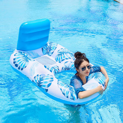 Matelas Gonflable Piscine Adulte XXL avec Dossier – Transat Flottant – Bleu