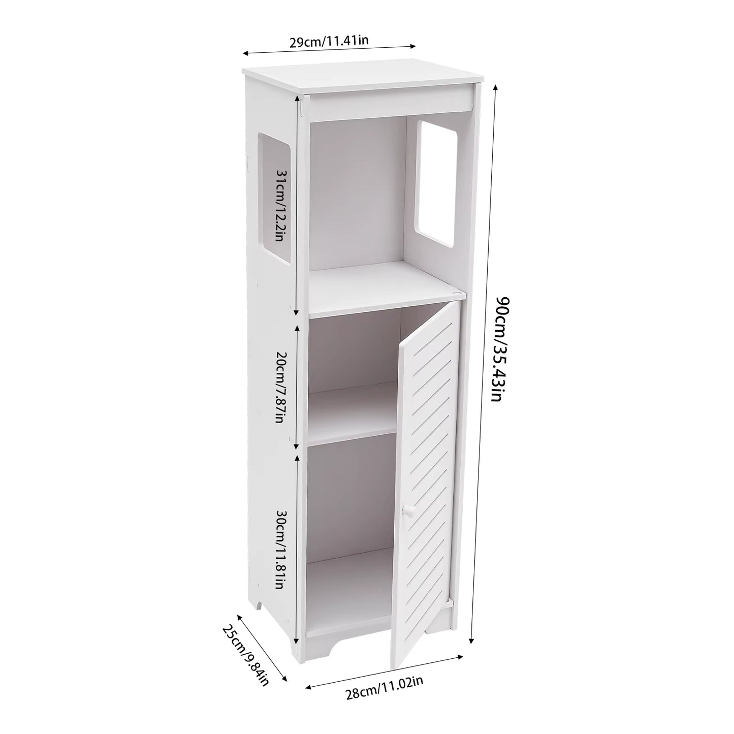Armoire de Salle de Bain 4 Niveaux en PVC – Étagère de Rangement Étanche avec Porte Ventilée