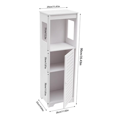 Armario de Baño de 4 Niveles de PVC – Estante de Almacenamiento Impermeable con Puerta Ventilada