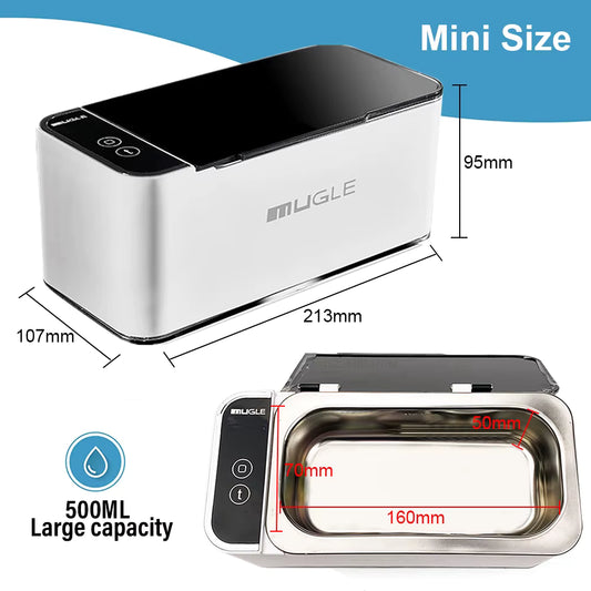 Nettoyeur à ultrasons 46KHz compact – Machine de nettoyage pour bijoux, lunettes, montres, appareil haute fréquence design moderne