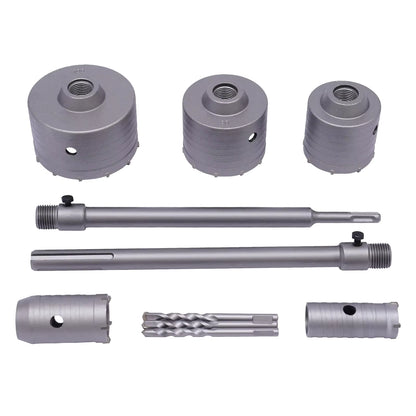 Kit scie cloche béton 9 pièces SDS Plus 30-100 mm