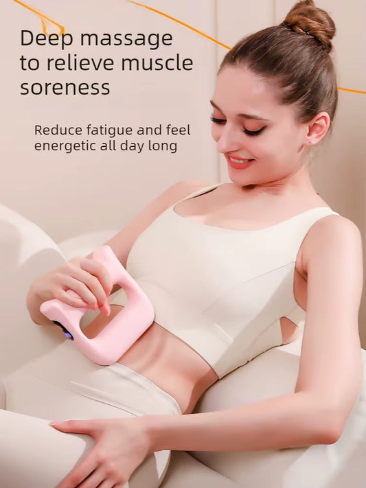 Pistolet de Massage Vibrant Professionnel Rose USB Rechargeable – Rouleau de Massage Musculaire Profond Fitness Yoga Récupération