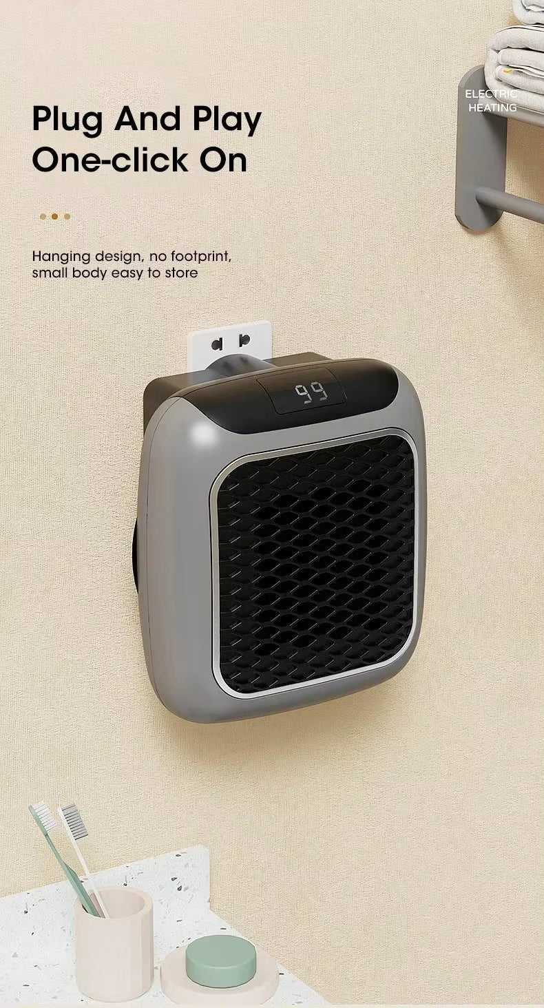 Mini Radiateur Électrique Mural Enfichable – Chauffage Compact avec Thermostat pour Chambre