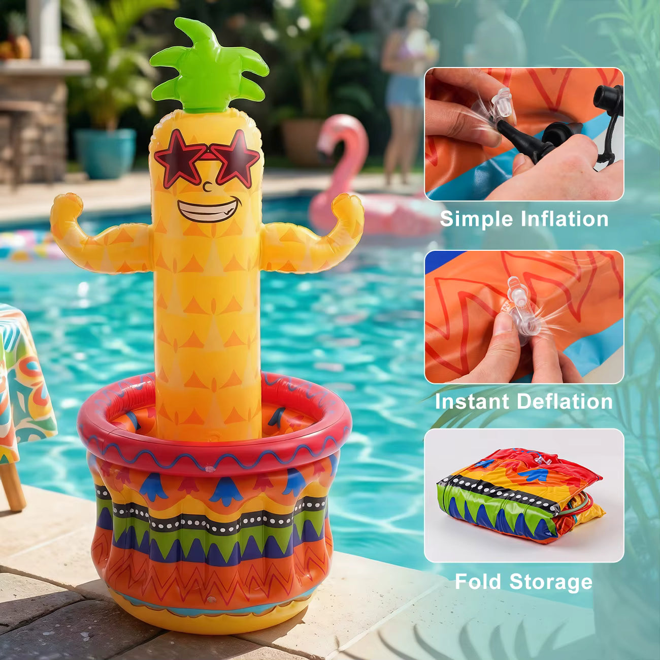 Bar Flottant Gonflable Tiki – Glacière & Porte-Boissons Flottant – Piscine, Spa & Fêtes Été