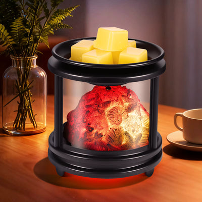 Chauffe-Cire Électrique Décoratif Effet Feu de Bois – Brûleur Fondants Cire & Huiles Essentielles – Maison & Chambre