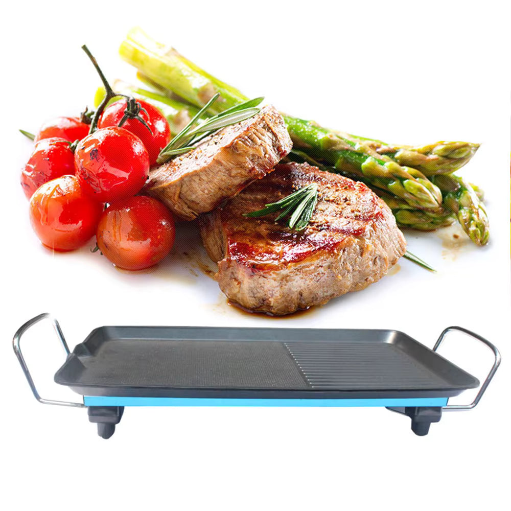 Grill Barbecue Électrique Portable – Plaque de Cuisson Antiadhésive, Température Réglable, Sans Fumée, Intérieur & Extérieur