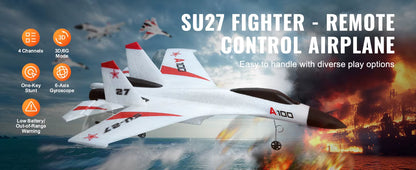 Avion RC SU27 2.4G – Planeur Télécommandé en Mousse avec 2 Batteries