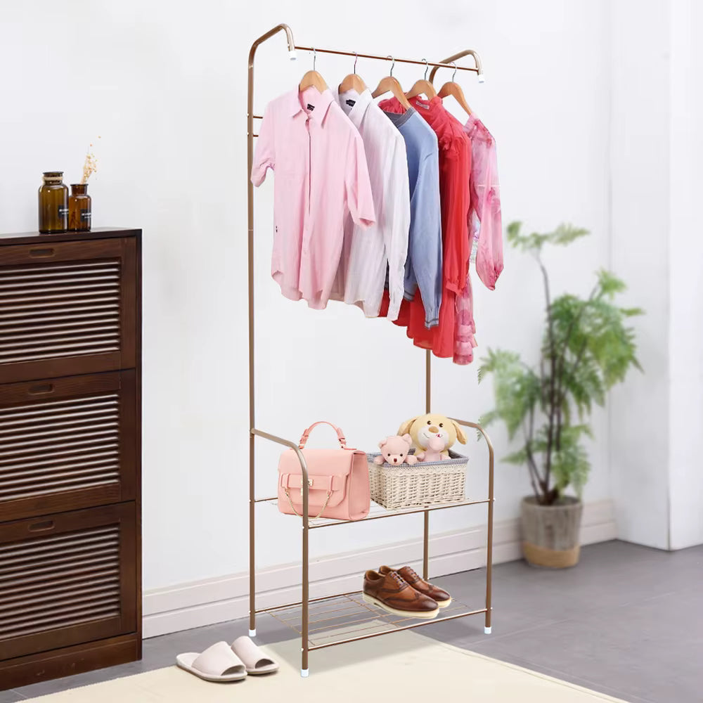 Porte-manteau 57 cm avec étagère à chaussures café