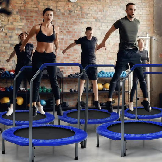 Trampoline Fitness Pliable 40 Pouces avec Barre de Maintien Réglable – Cardio & Remise en Forme à Domicile