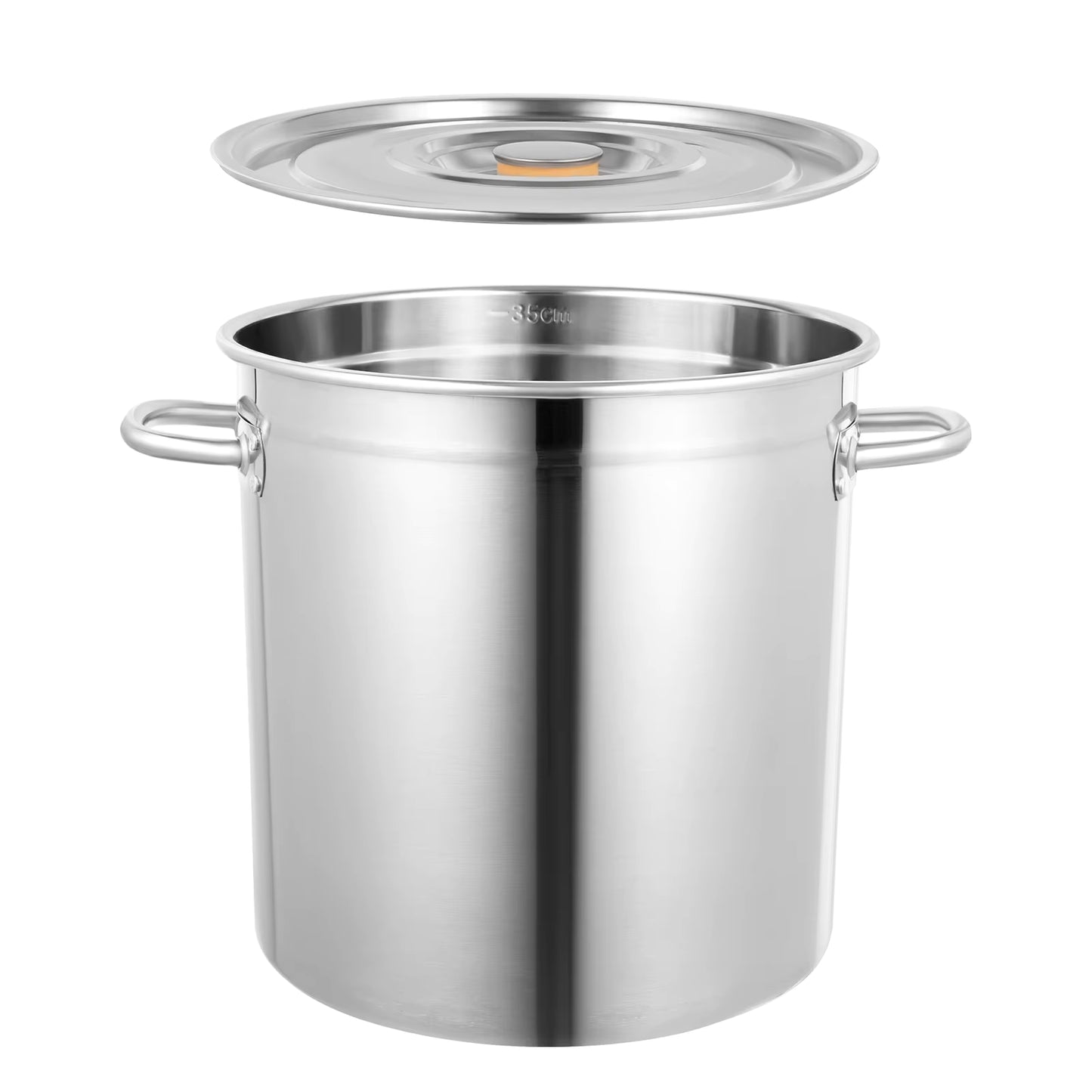 Marmite en acier inoxydable 35 litres avec couvercle – Grande capacité – Faitout cuisine professionnel – Préparation soupes et ragoûts