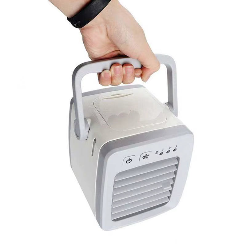 Mini Rafraîchisseur d’Air USB Portable – Ventilateur Refroidisseur Personnel Silencieux – Mini Climatiseur de Bureau Rechargeable – Refroidissement Été Maison Chambre Bureau – Blanc