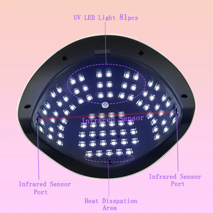 Lámpara LED UV SUN X27MAX 81 LEDs para uñas – Secador de esmalte en gel profesional con pantalla LCD – Lámpara para Nail Art – Enchufe UE