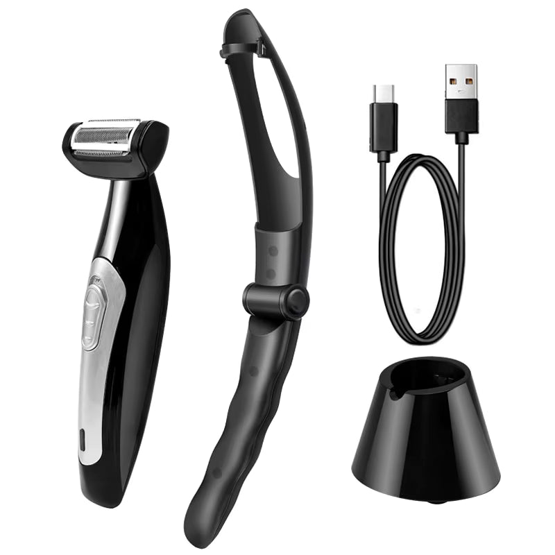 Rasoir Électrique Étanche pour Dos et Corps – Tondeuse Homme Rechargeable avec Poignée Extensible – Rasage Corps Sans Fil – Soin Beauté Homme