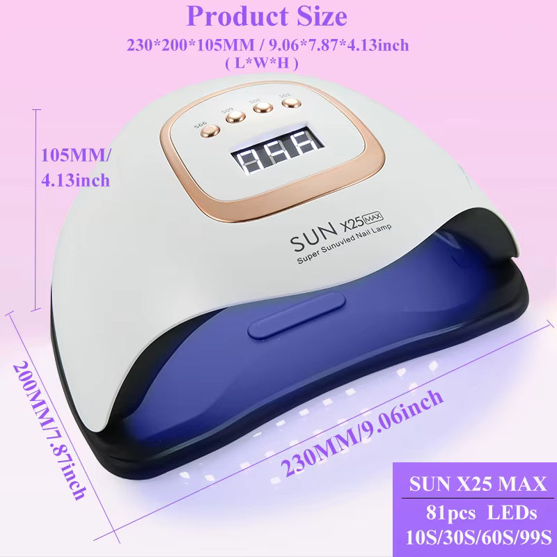 Lampe UV LED SUN X27MAX 81 LEDs pour Ongles – Sèche Vernis Gel Professionnel avec Écran LCD – Lampe Nail Art EU Plug