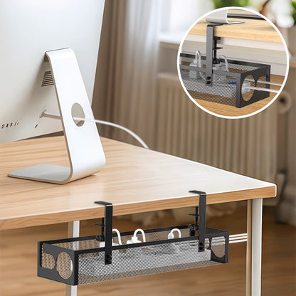Organisateur de Câbles Sous Bureau Métallique – Fixation par Pince Sans Perçage – Gaming & Télétravail