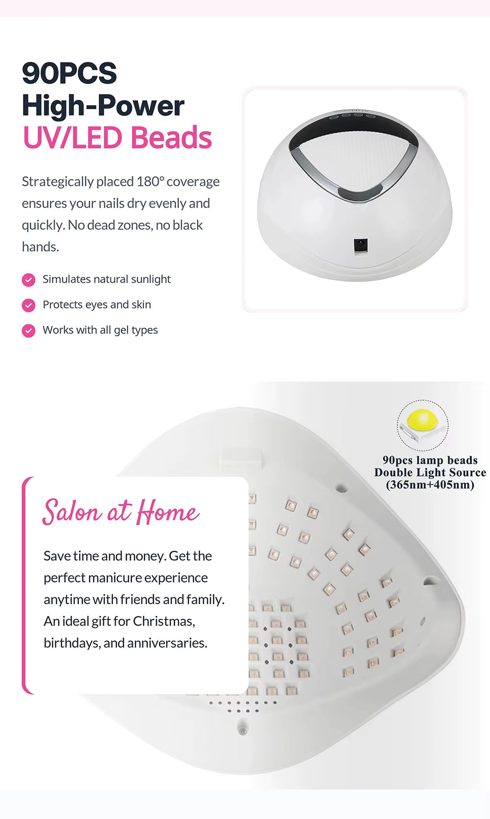 Lampe UV LED SUN X30MAX 90 LEDs pour Ongles – Sèche Vernis Gel Professionnel avec Écran LCD et Poignée – Lampe Nail Art EU Plug
