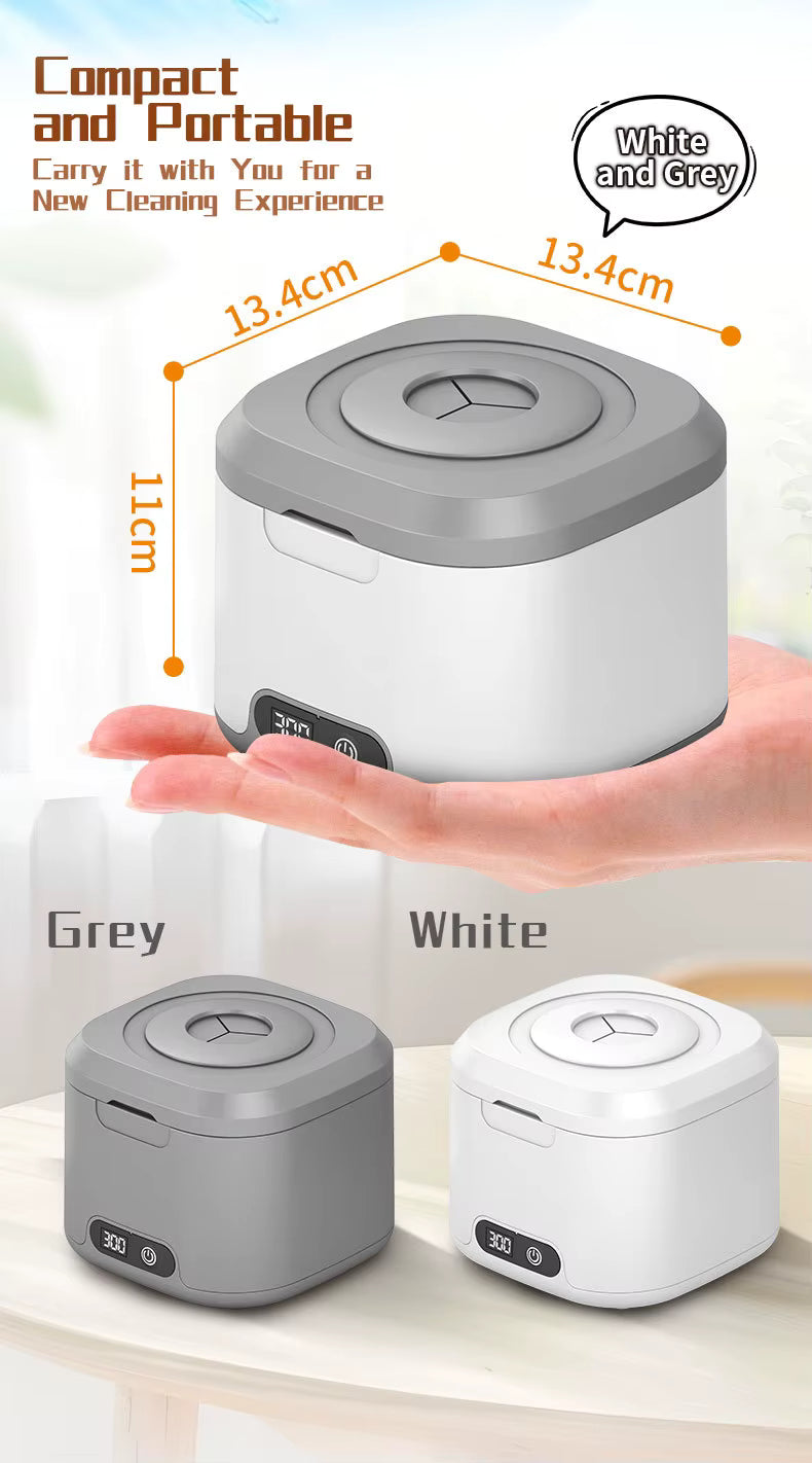 Mini nettoyeur à ultrasons UV portable – Boîtier de nettoyage pour bijoux, lunettes, prothèses dentaires, appareil compact haute fréquence