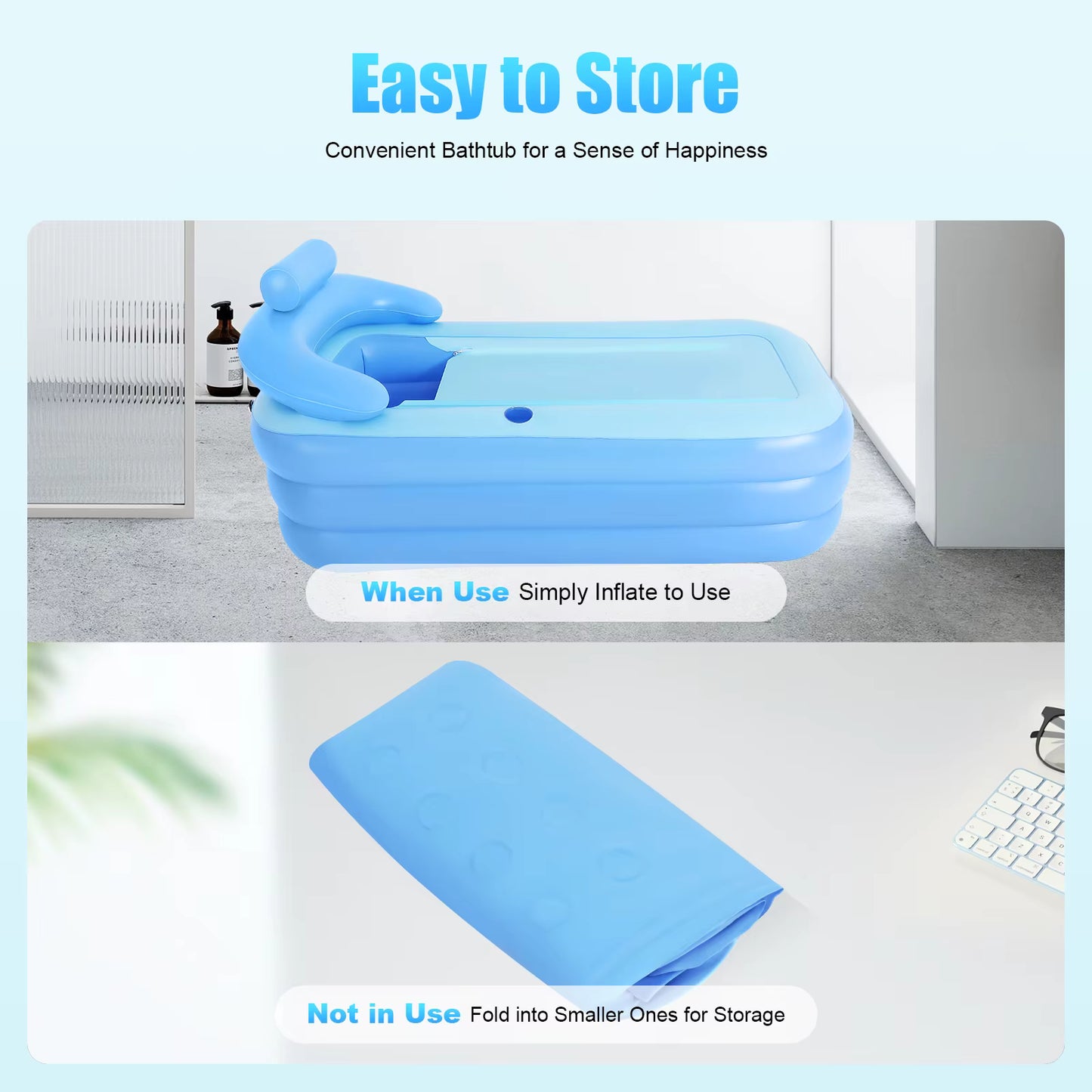 Baignoire Gonflable Adulte 160x84x64cm – Bain Portable avec Coussin et Isolation – SPA Maison Pliable – Utilisation Intérieure Extérieure