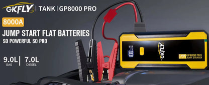Arrancador de batería portátil GP8000 PRO 8000A – Booster de coche 12V gasolina y diésel – Pantalla LED