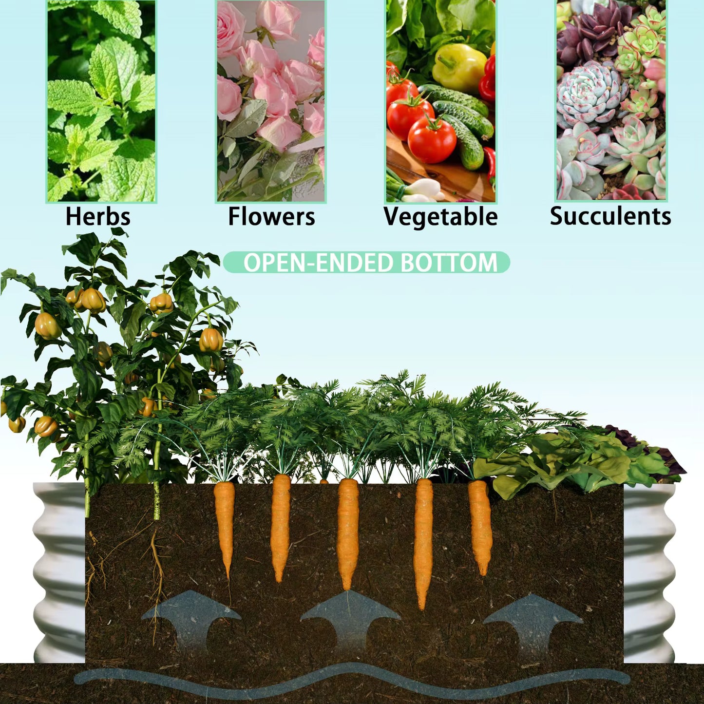 Jardinière Surélevée en Métal Galvanisé – Bac à Plantes Ovale pour Jardin, Légumes et Fleurs