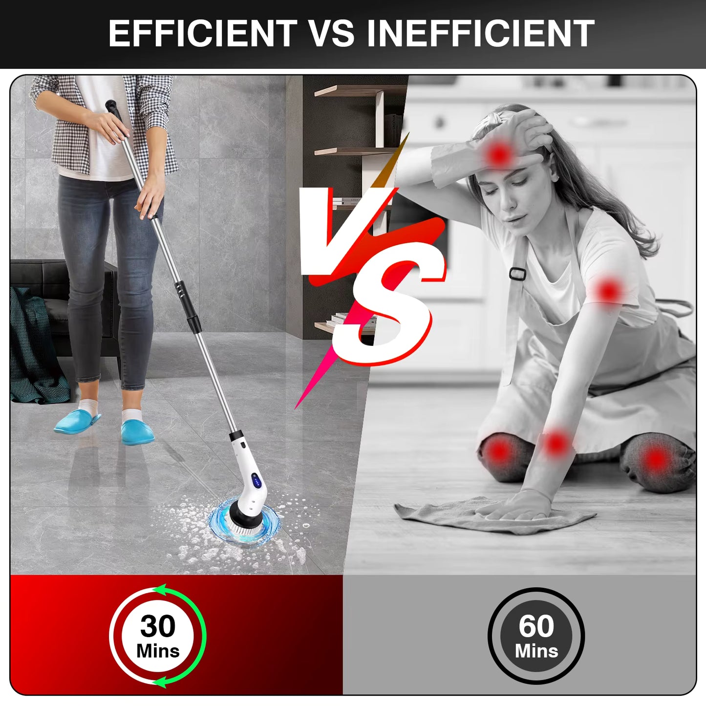 Brosse de nettoyage électrique sans fil 10 en 1 rotative