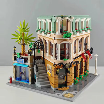 Hotel Urbano de Bloques de Construcción 3066 Piezas – Maqueta de Arquitectura Vintage para Ensamblar – Edificio de Ciudad en Miniatura de Colección para Adultos y Adolescentes – Juego de Construcción Creativo