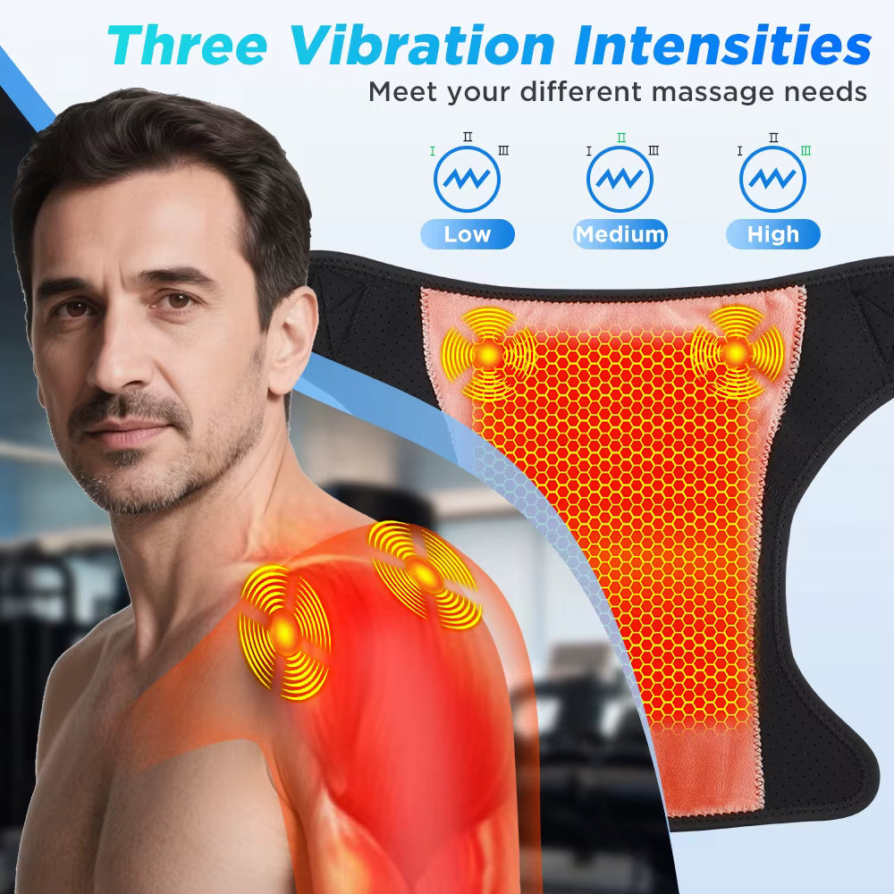 Ceinture de Massage Chauffante Épaules & Cou – 7 Modes Vibrants, Fonction Chaleur, Sans Fil, Relaxation Musculaire